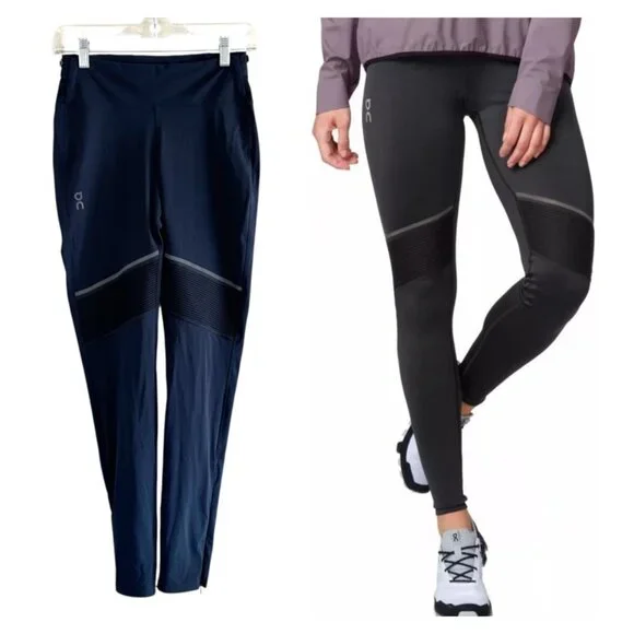 On Run on Clouds Black Leggings Tights Long - Picture 1 of 9